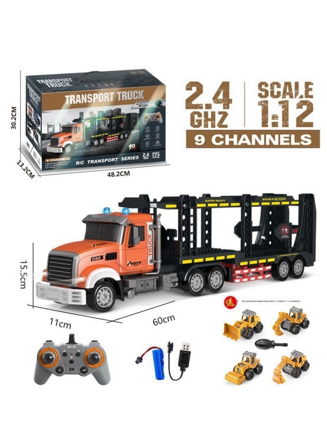 إسكدنيا مقطورة حاوية كهربائية للتحكم عن بعد مع موسيقى خفيفة، حاوية محاكاة مركبة النقل بطبقة مزدوجة، لعبة أطفال للرجال - اللون: 9006-2 مقطورة + سيارة تجميع عشوائية 1-نسبة: العبوة 3: 1 بطارية ليثيوم 1 كابل شح - Image 1