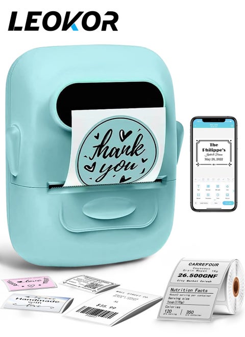Label Printer,Portable Label Maker Bluetooth Thermal Printer,Mini Wireless Sticker Maker Machine Pocket Printer,Compatible with Android/iOS/Windows System ESC/POS Print(Blue)