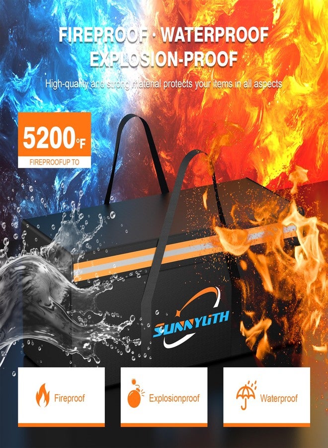 SunnyLith Large Fireproof Document Bags, 24x12x12" Waterproof Storage Firesafe Bag, Large Capacity Waterproof Storage Box with Reflective Strip for Valuables & Passport, Silicone Coating & Zipper Closure - Image 3
