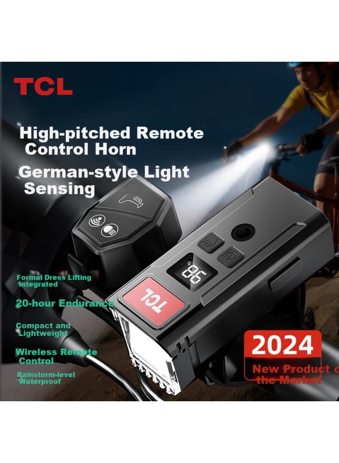 Tcl De Gu Bicycle Light, Night Riding Light, Front Light, Night Riding Horn, Ultra-bright Luminous, Children's Bluetooth Remote Control, With Hor - Image 1