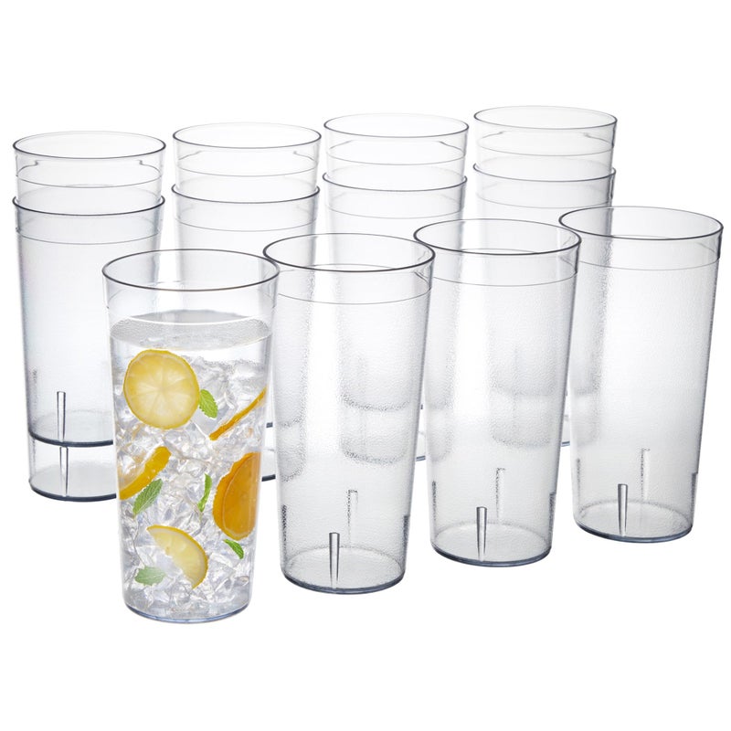 US Acrylic Caf Plastic Reusable Tumblers Set of 12 32ounce IcedTea Cups Clear  Value Set of Restaurant Style Drinking Glasses Stackable BPAfree Made in the USA  Toprack Dishwasher Safe