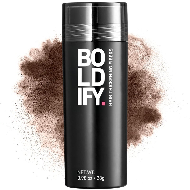 BOLDIFY Hair Fibers (28g) - Fill In Thinning and Fine Hair for an Instantly Fuller, Thicker Look - 14 Shades for Women & Men - Medium Brown - Image 1