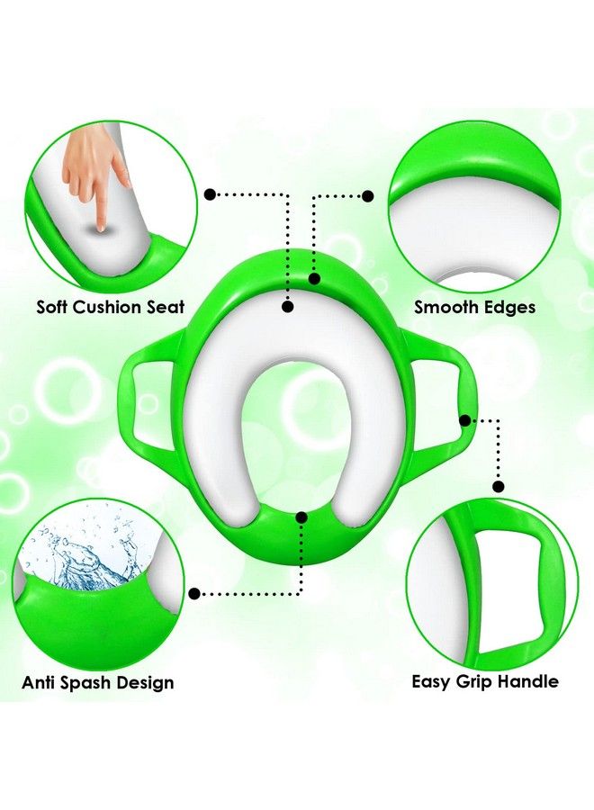 SunBaby Soft Cushion Baby Potty Seat With Handle Support (Green White) - Image 3