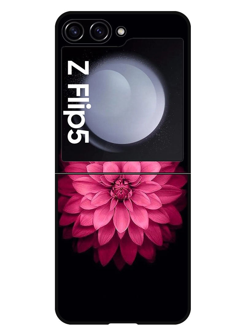 Theodor Protective Case Anti Scratch Shock Proof Bumper Cover For Samsung Galaxy Z Flip 5 Pink Flower At Center - Image 1