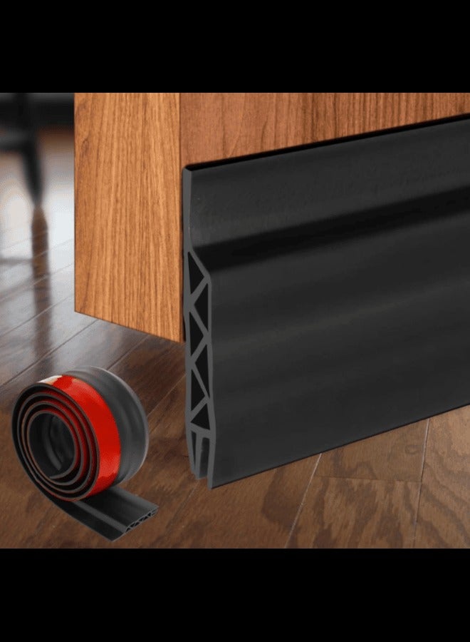Door Draft Stopper, 120cm Under Door Seal, Exterior & Interior Doors, Noise & Dust Insulation, Black (Black, 120 cm) - Image 2