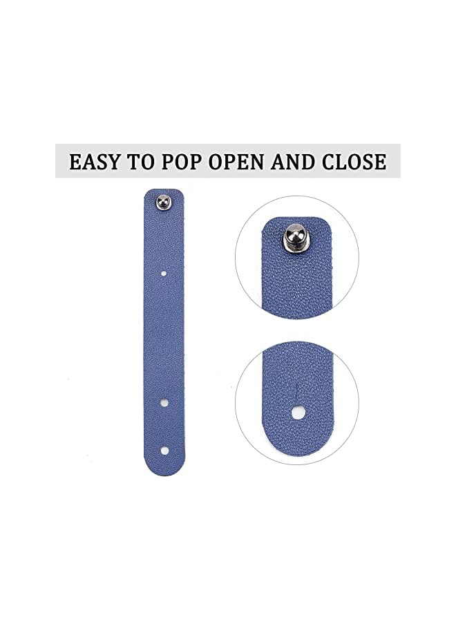 S-TOP 20PCS 5 Colors Reusable Leather Cable Straps Fastening Ties Cord Organizer Pu Leather Cable Clips Wire Management with Alloy Snap Buttons for Travel Home School Office Daily Supplies - Image 2