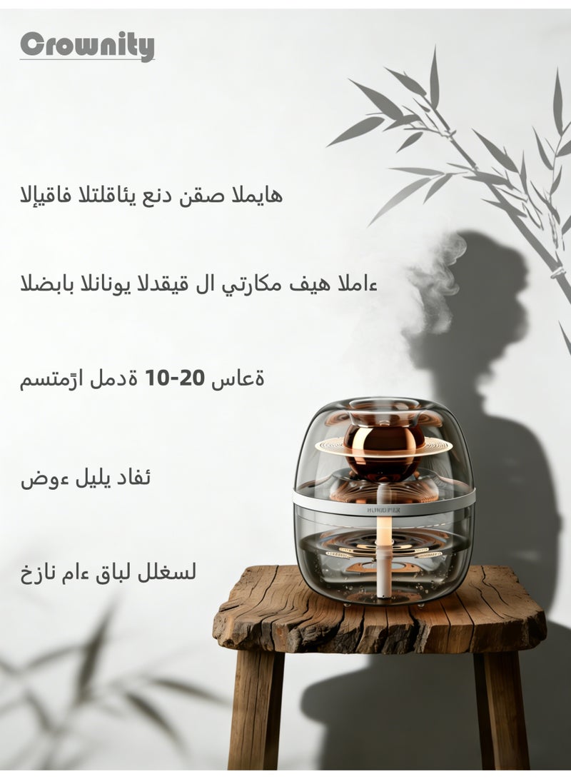 كرونايتي مرطب هواء بالموجات فوق الصوتية 3 لتر مع ضوء ليلي – جهاز ترطيب وتنقية مزدوجة الفوهة مع وظيفة معطر، موزع زيوت، إيقاف تلقائي وتشغيل هادئ لمدة 20 ساعة، مناسب للمكتب، السيارة، ملطف جو (شفاف) - Image 2