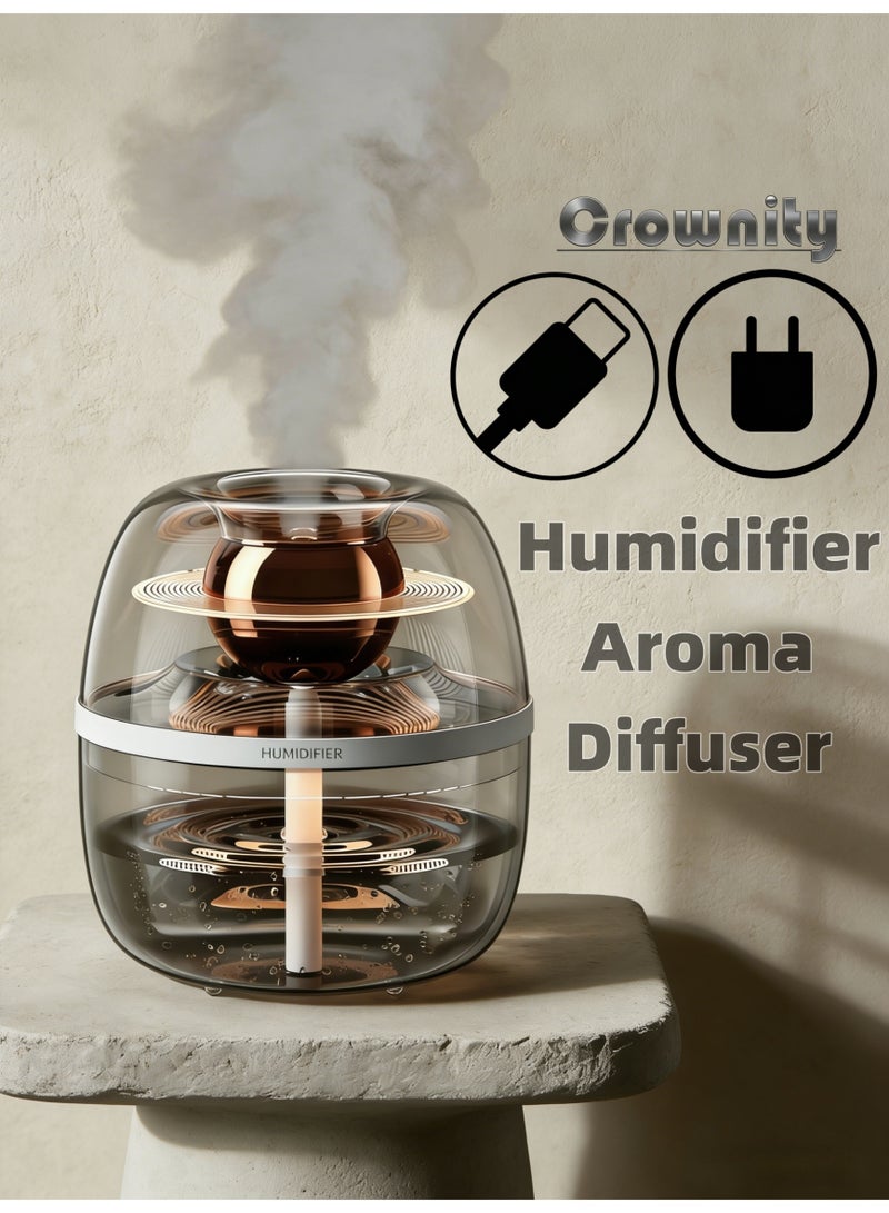 كرونايتي مرطب هواء بالموجات فوق الصوتية 3 لتر مع ضوء ليلي – جهاز ترطيب وتنقية مزدوجة الفوهة مع وظيفة معطر، موزع زيوت، إيقاف تلقائي وتشغيل هادئ لمدة 20 ساعة، مناسب للمكتب، السيارة، ملطف جو (شفاف) - Image 1