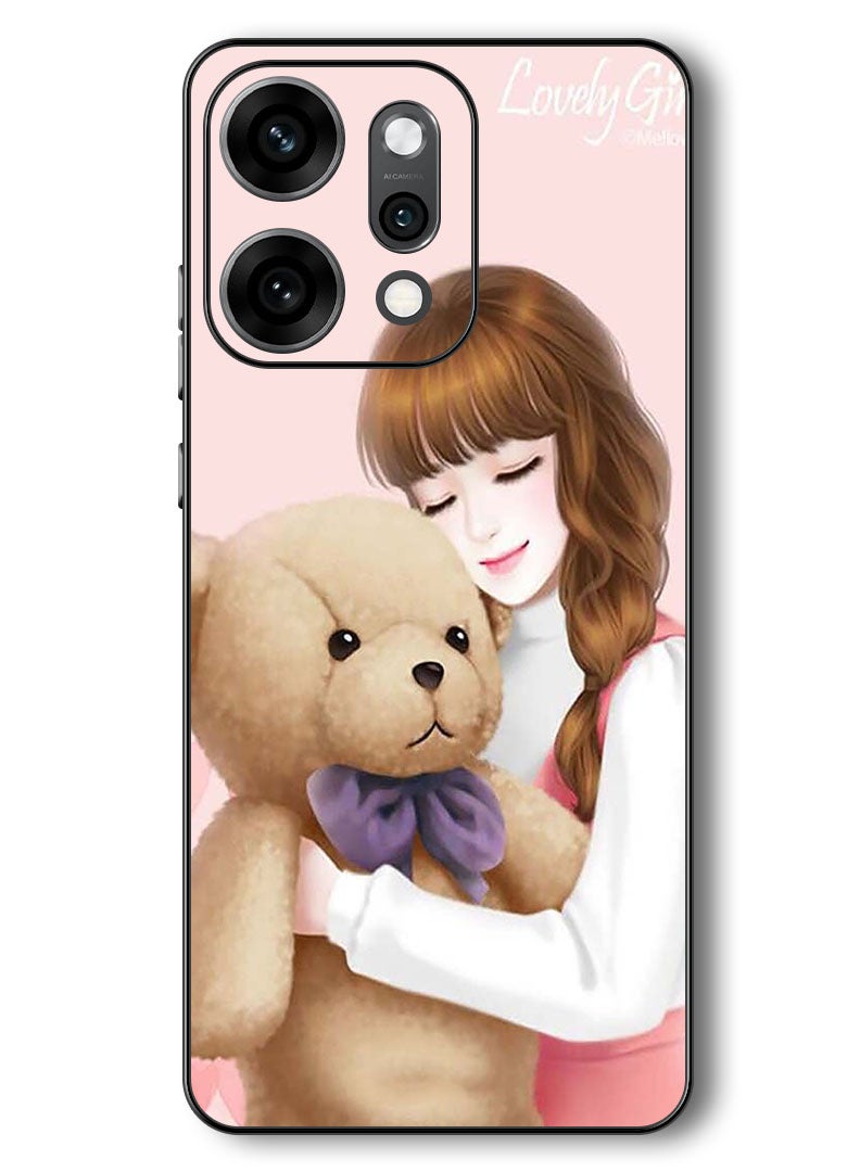 Theodor Case Compatible with Oppo Reno 14 Pro 6.83 Inch Protection Shockproof Bumper Cover Lovely Girl Witih Teddy - Image 1