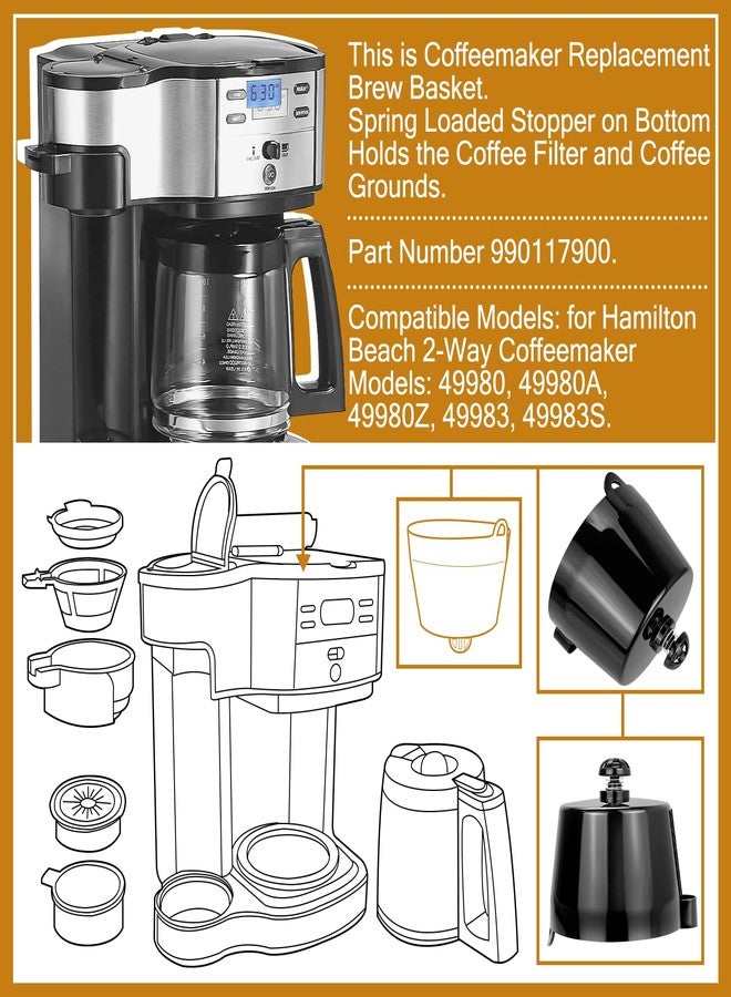 HASMX 990117900 Coffee Maker Brew Basket Replacement for Hamilton Beach 2-Way Coffeemaker Models 49980 49980A 49980Z 49983 49983S (1-Pack) - Image 2