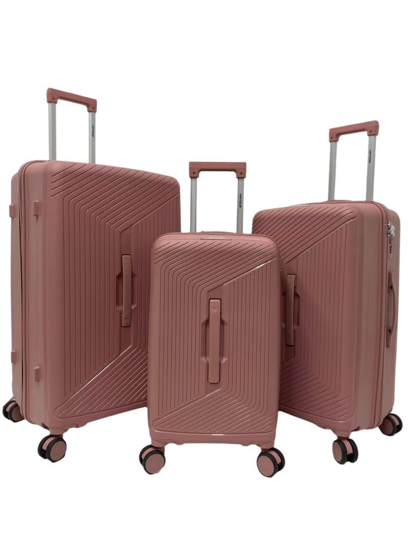 فيبتور مجموعة حقائب سفر بعجلات من 3 قطع، حقيبة سفر خفيفة الوزن بعجلات مزدوجة 360 درجة، حقيبة سفر مزودة بقفل إدارة أمن النقل ومقبض تلسكوبي - Image 1