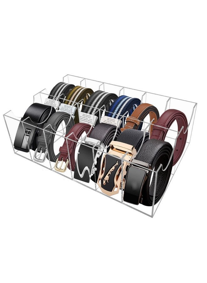 Hlimior Hlimior Belt Organizer, Acrylic 12 Compartments Belt Container Storage Holder, Acrylic Belt Display Storage Box, Clear Belt Display Case for Closet Tie and Bow Watch Jewelry Bracelets Ring Cosmetic…  - Image 1