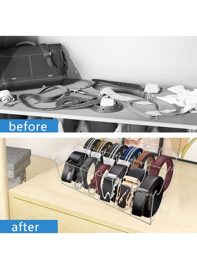 Hlimior Hlimior Belt Organizer, Acrylic 12 Compartments Belt Container Storage Holder, Acrylic Belt Display Storage Box, Clear Belt Display Case for Closet Tie and Bow Watch Jewelry Bracelets Ring Cosmetic…  - Image 5