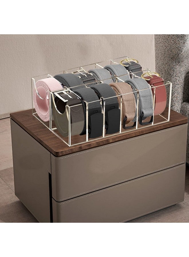 Hlimior Hlimior Belt Organizer, Acrylic 12 Compartments Belt Container Storage Holder, Acrylic Belt Display Storage Box, Clear Belt Display Case for Closet Tie and Bow Watch Jewelry Bracelets Ring Cosmetic…  - Image 2