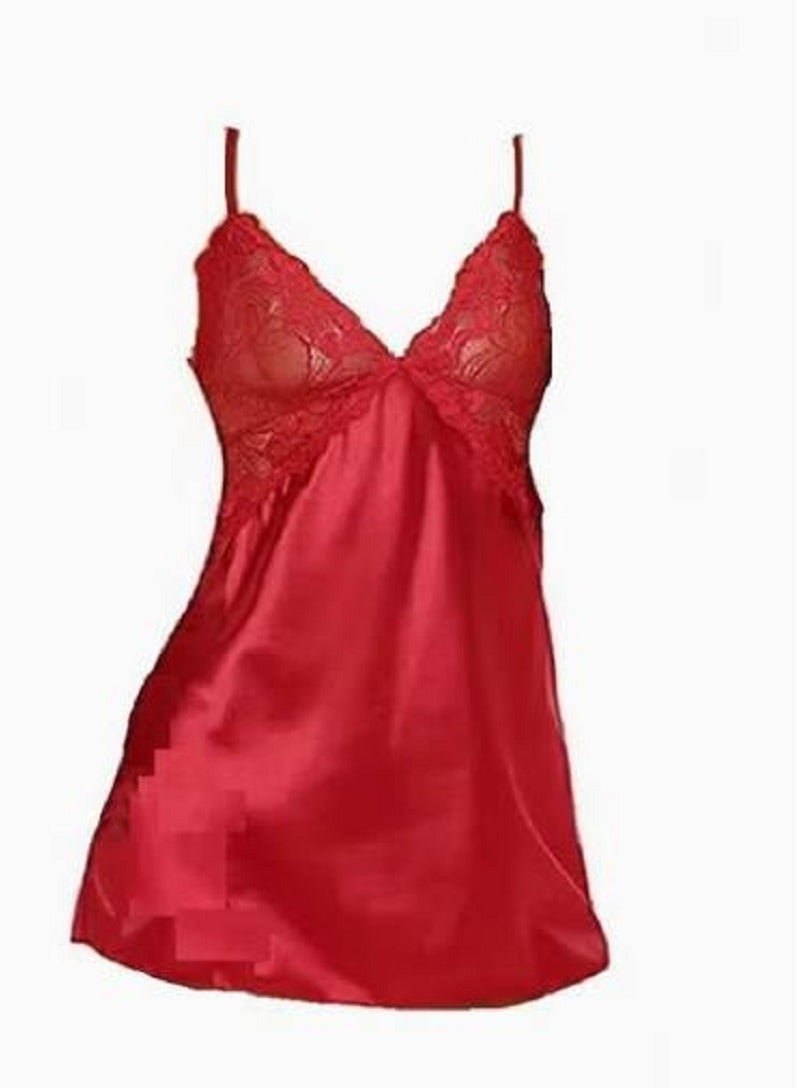 Lace Floral V-Neck Sleeveless Hollow Out Lingerie Nightdress Set for Women - Image 1