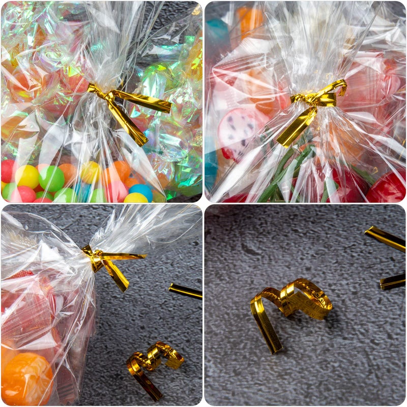 Labeol Cellophane Bags 300Pcs 5X7 Treat Bags with Ties Goodie Bag Clear Plastic Bag for Packaging Favor Gift Cookie Candy Bakery - Image 4
