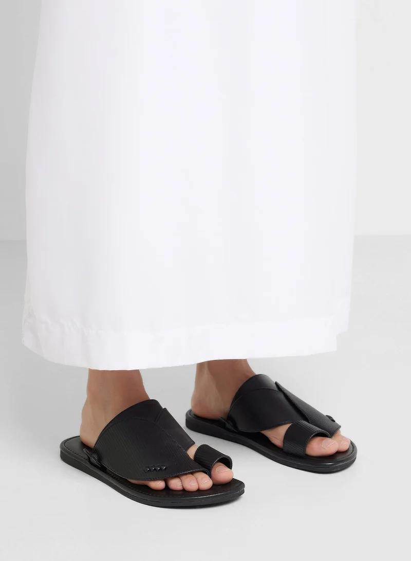 Robert Wood Black Traditional Arabic Sandals for Men | Best Price UAE