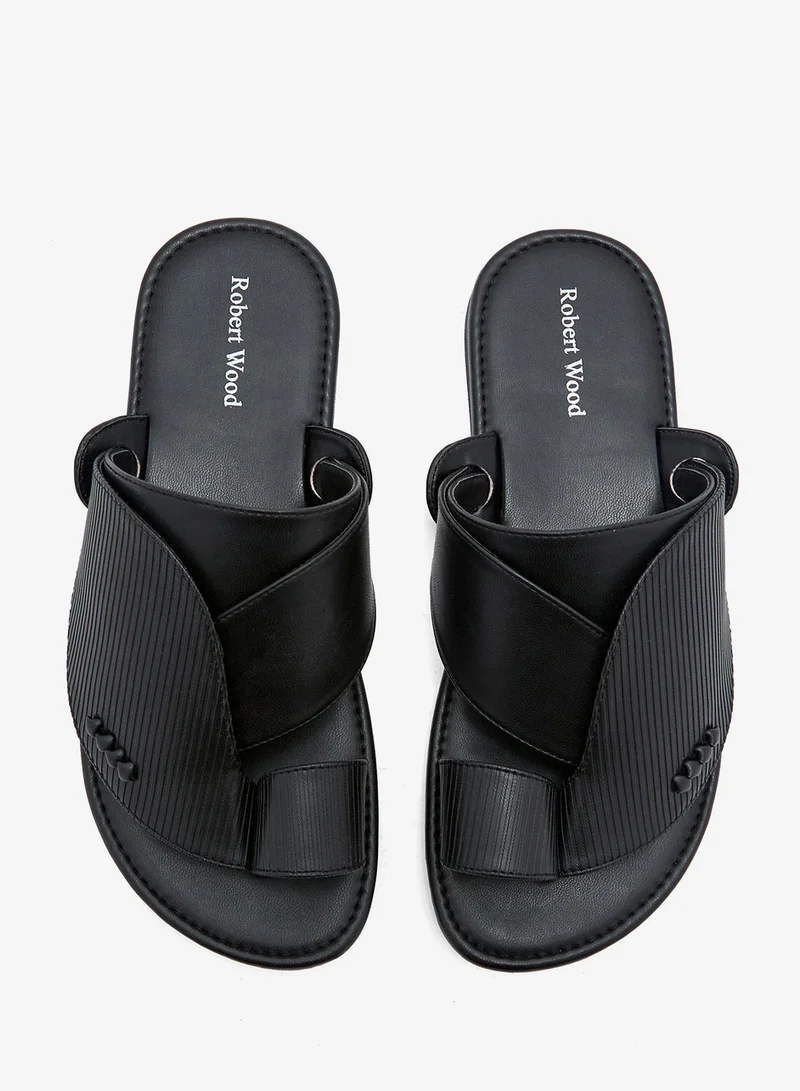 Robert Wood Black Traditional Arabic Sandals for Men | Best Price UAE