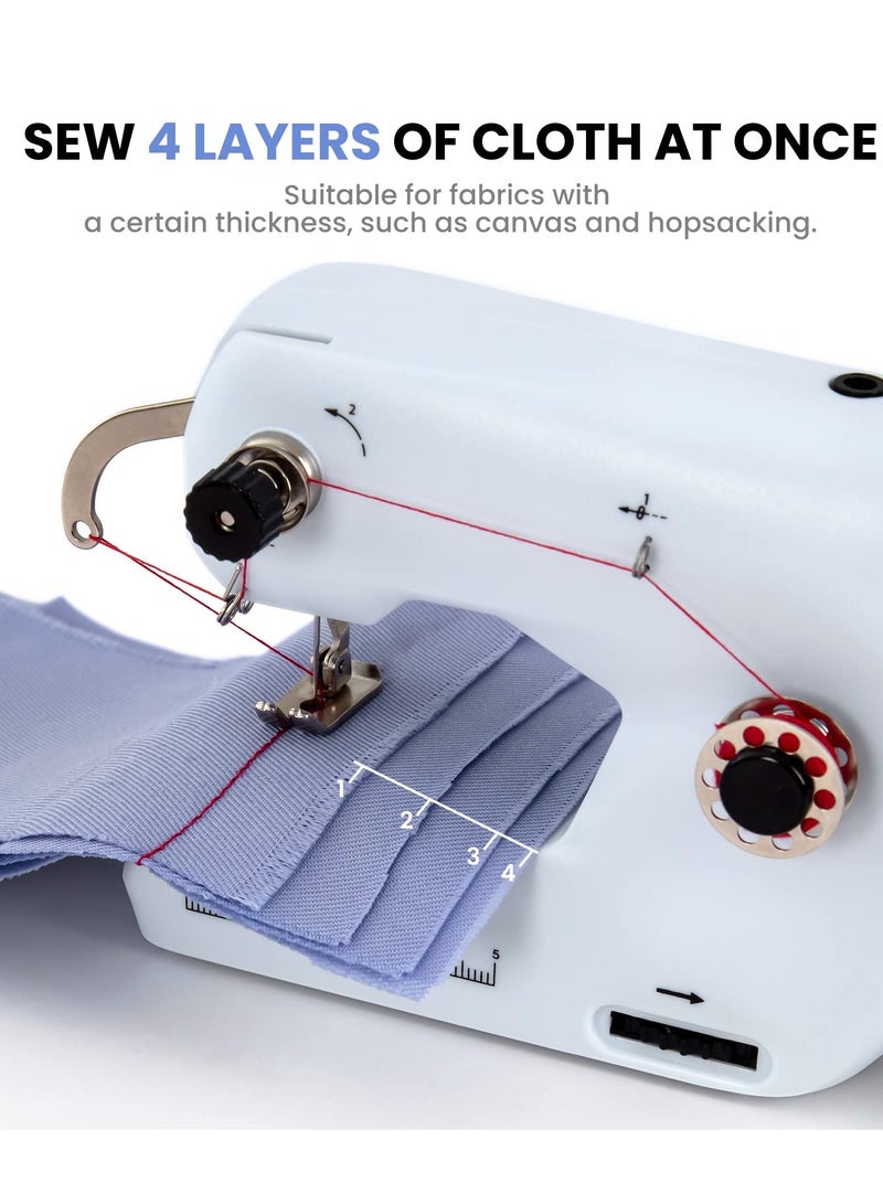 SYOSI Handheld Sewing Machine, Portable Mini Sewing Machine, Machine Electric Stitch Tool, Electric Sewing Machine with Sewing Accessories, Suitable for Clothing, Curtains, Denim, Leather(White)  - Image 4