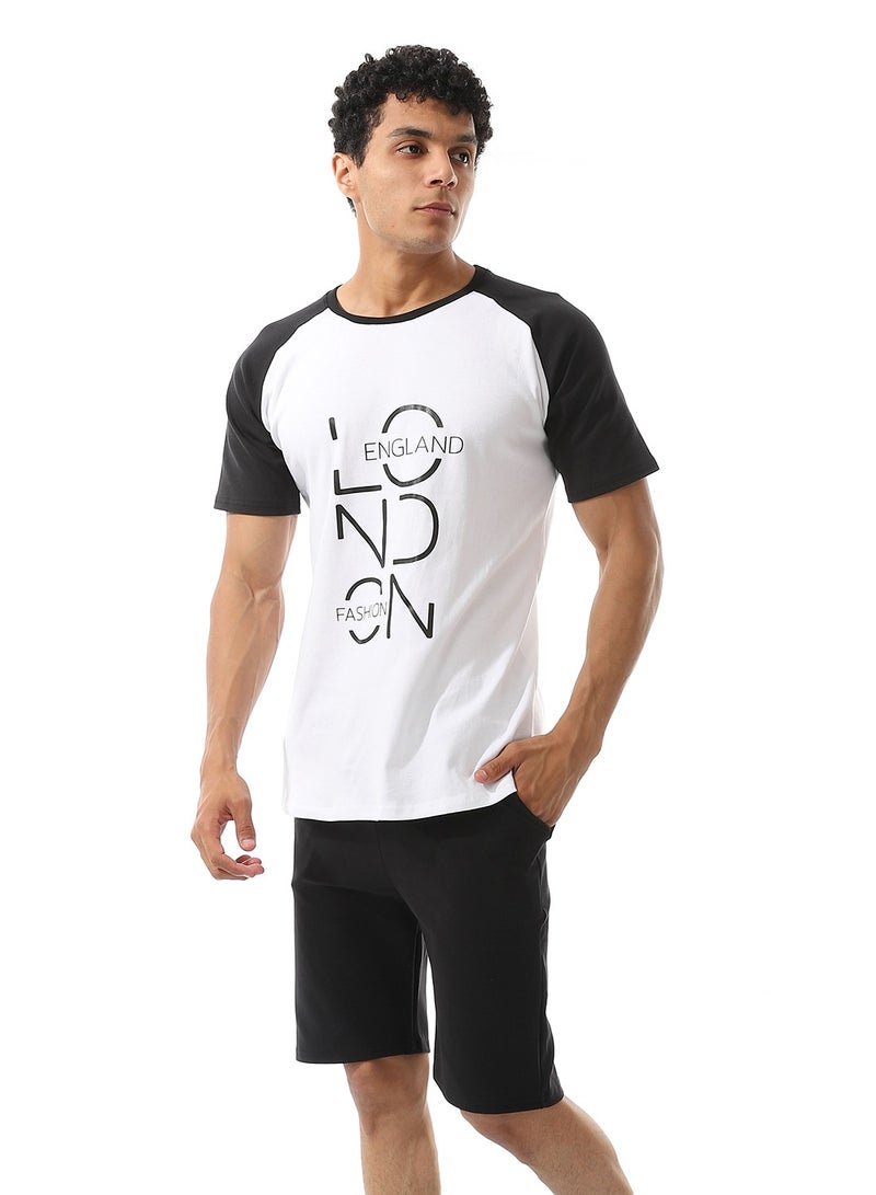 Men's Pajama Set T-shirt Round Neck And Short