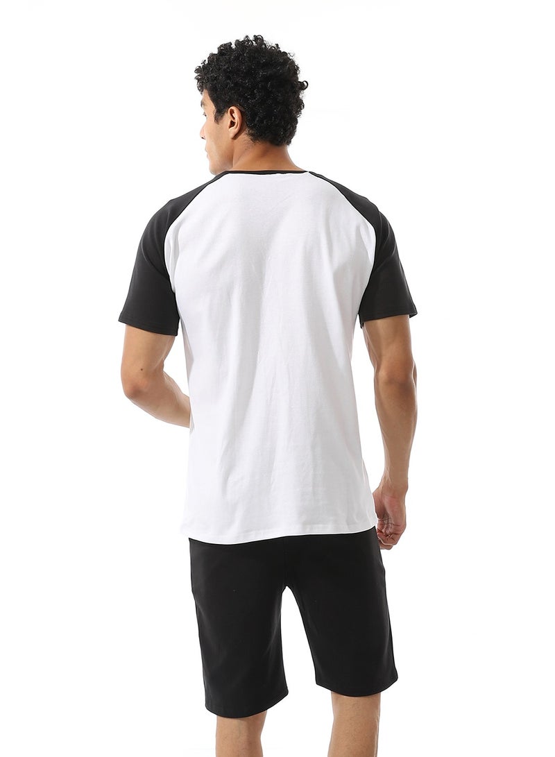 Men's Pajama Set T-shirt Round Neck And Short