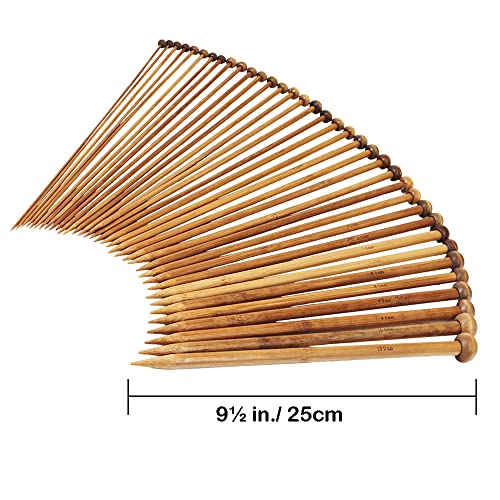 Exquiss Bamboo Knitting Needles Set, 18 Pairs Circular(31.5”) Wooden Knitting Needles with Colored Plastic Tube, 36PCS Single Pointed Bamboo Knitting Needle(9.5”), Include Knitting Tools for Weaving - Image 3