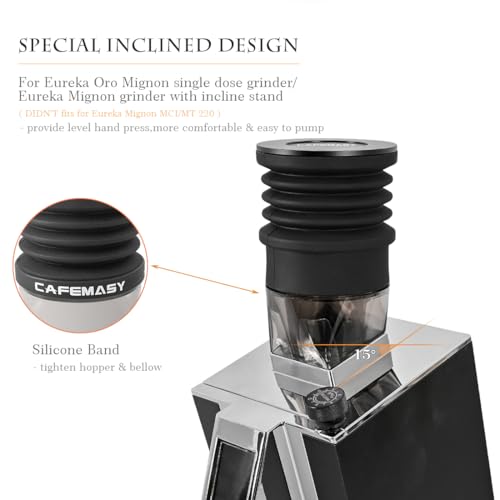 CAFEMASY Single Dose Hopper Compatible with Eureka Mignon Espresso Coffee Grinder Silicone Bellow for Blow Out Residual Coffee Grounds (Inclined Hopper) - Image 3