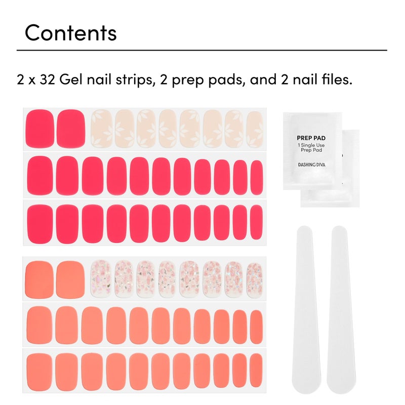 Dashing Diva Gloss Nail Strips Bundle - The Vivids Collection - Fruit Punch Petals & Papaya Breeze - UV Free, Chip Resistant, Long Lasting Gel Stickers - Contains 2 Sets - Image 4