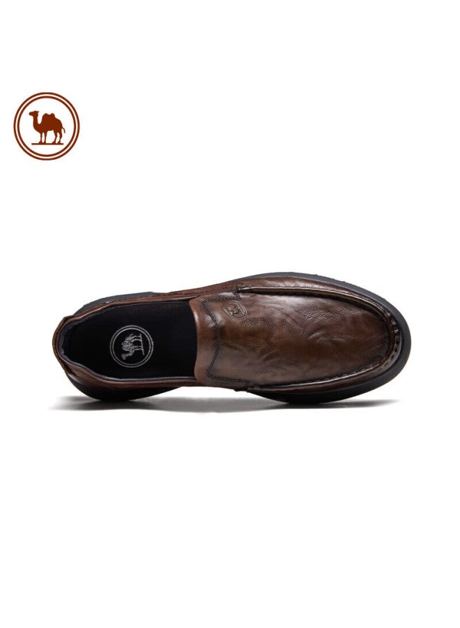 CAMELJEANS Luotuopai Men's Casual Soft-soled Leather Shoes, Business Comfortable Cowhide Slip-on Men's Shoes, P15a155004, Brown, Size 41 - Image 3