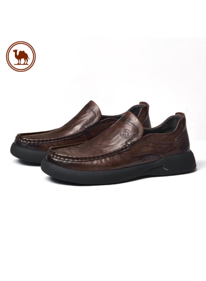 CAMELJEANS Luotuopai Men's Casual Soft-soled Leather Shoes, Business Comfortable Cowhide Slip-on Men's Shoes, P15a155004, Brown, Size 41 - Image 4