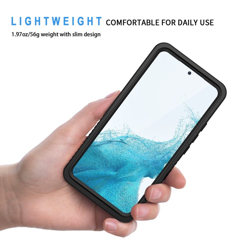 Lanhiem for Samsung Galaxy S22 Case, IP68 Waterproof Dustproof with Built-in Screen Protector, Heavy Duty Full Body Protective Phone Case for Samsung S22 5G, Black/Clear - Image 2
