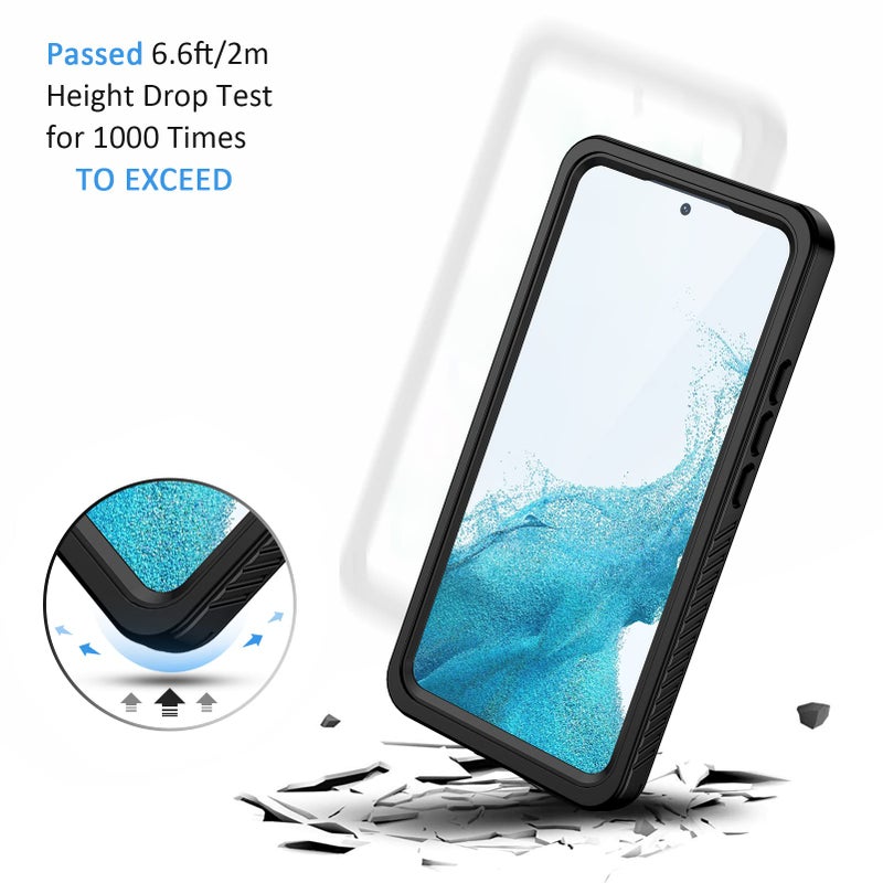 Lanhiem for Samsung Galaxy S22 Case, IP68 Waterproof Dustproof with Built-in Screen Protector, Heavy Duty Full Body Protective Phone Case for Samsung S22 5G, Black/Clear - Image 5