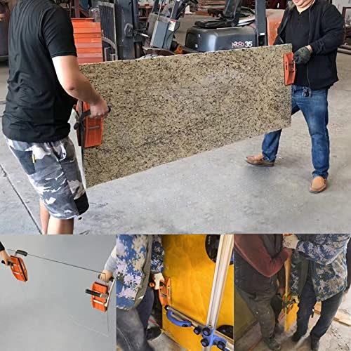 SDRTOP 2 PACK Double Handed Stone Carrying Clamps with Black Rubber-lined, Granite Panel Carriers Lifting Tools, 660lbs Transporting Heavy Duty Carry Clamp for Glass Quartz Slabs Marble - Image 2