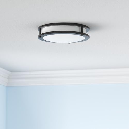 hykolity 13 inch Flush Mount LED Ceiling Light Fixture, 2700K/3000K/3500K/4000K/5000K Adjustable Ceiling Lights, Oil Rubbed Bronze Saturn Dimmable Lighting for Bathroom Kitchen, ETL Listed - 2 Pack - Image 2