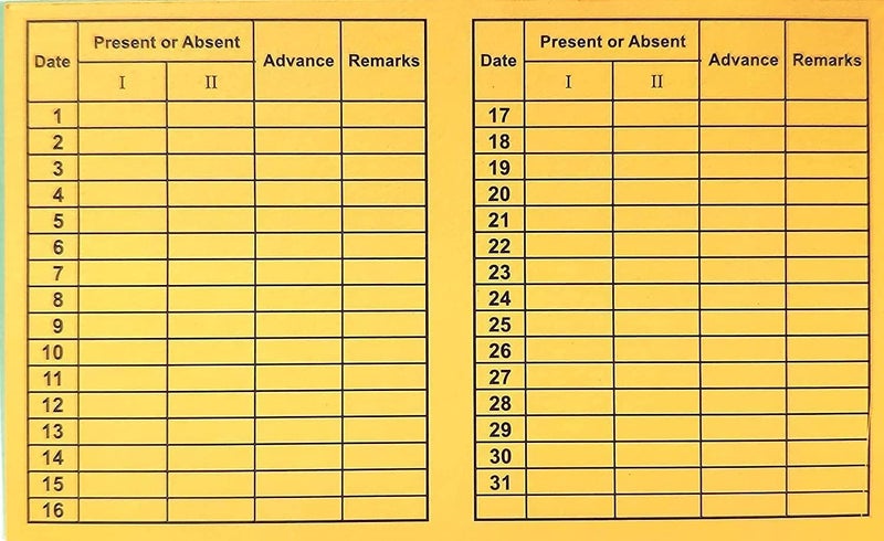 JSMSH تقرير الحضور اليومي لرواتب الأجور اليومية/بطاقة الحضور الشهرية وحساب الأجور/تقرير الحضور بألوان مختلطة (متوسط، عبوة من 300) - Image 1