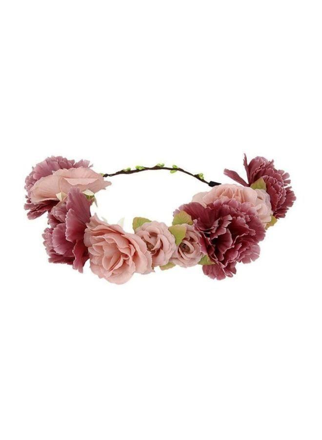 Tinksky Floral Garland Crown Styling Headband Pink/Green/Brown