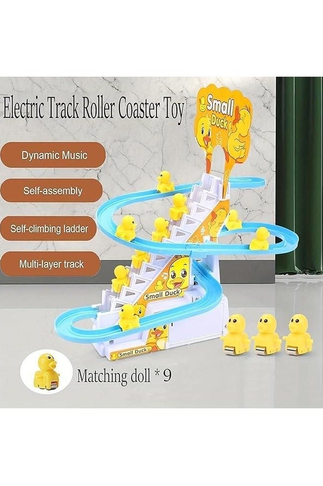 Electric Duck Climbing Toy – LED Track Slide with Music for Kids | 3 Ducks, Fun & Educational Gift - Image 1