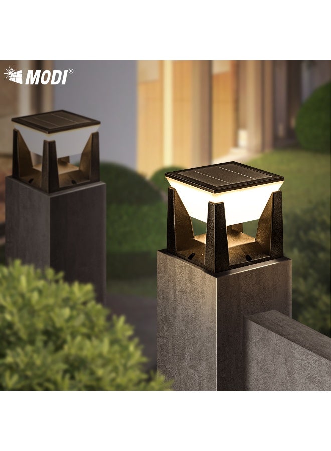 MODI Solar Post Light IP65 Waterproof 10 Hours Lighting 200x200mm White Warm Golden RGB Color Changing Auto On Off Outdoor Garden Landscape Pathway Decoration Energy Saving - Image 1