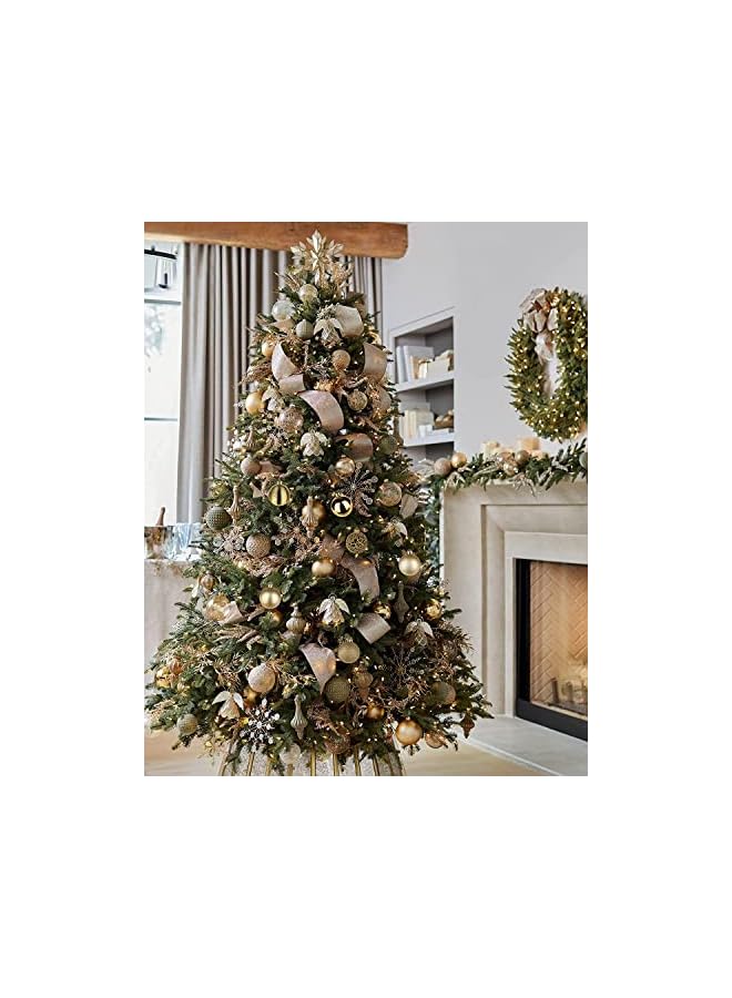 The Bros مجموعة زينة كرات عيد الميلاد 101 قطعة مع قمة شجرة عيد الميلاد، كرات معلقة غير قابلة للكسر لتزيين شجرة عيد الميلاد، كرات زينة لحفلات العيد لتزيين عيد الميلاد (ذهبي) - Image 5