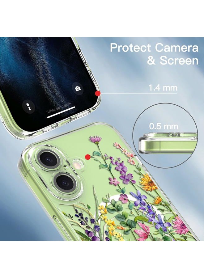 OOK Magnetic for iPhone 17 Case, Floral Clear Bumper Shockproof [ MagSafe Compatible ] [10FT MIL-Grade Drop Protection] Colorful Wild Flowers 6.1-Inch - Image 3