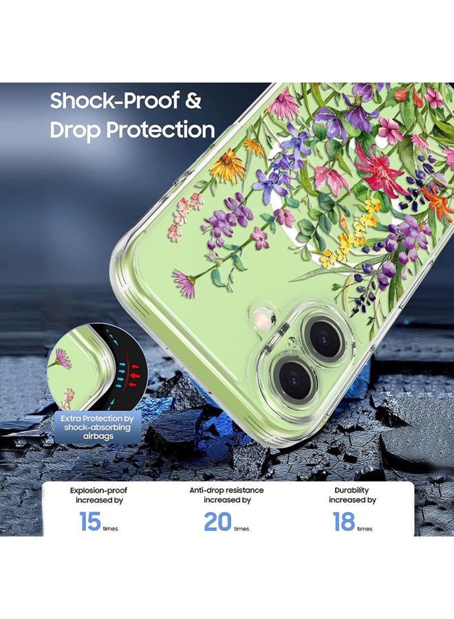 OOK Magnetic for iPhone 17 Case, Floral Clear Bumper Shockproof [ MagSafe Compatible ] [10FT MIL-Grade Drop Protection] Colorful Wild Flowers 6.1-Inch - Image 2