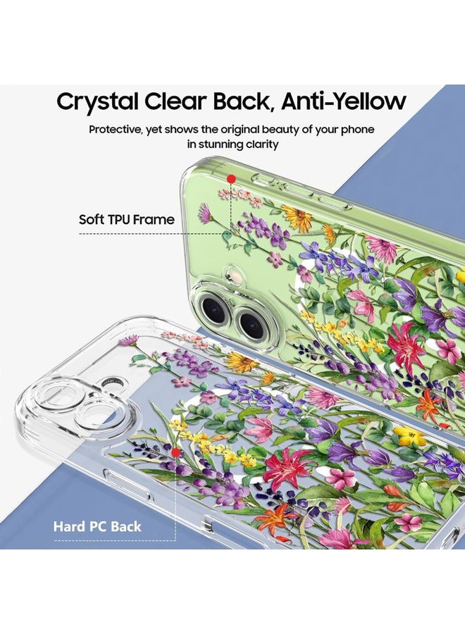 OOK Magnetic for iPhone 17 Case, Floral Clear Bumper Shockproof [ MagSafe Compatible ] [10FT MIL-Grade Drop Protection] Colorful Wild Flowers 6.1-Inch - Image 5