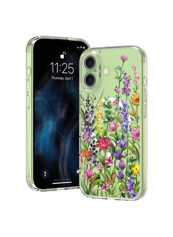 OOK Magnetic for iPhone 17 Case, Floral Clear Bumper Shockproof [ MagSafe Compatible ] [10FT MIL-Grade Drop Protection] Colorful Wild Flowers 6.1-Inch - Image 1
