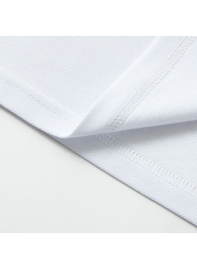 Limeng Cotton Pique Short-sleeve T-shirt For Men, Solid Color Polo Shirt, All-cotton Turndown Collar, Large Size T-shirt, Trendy, White, Size 185 - Image 5