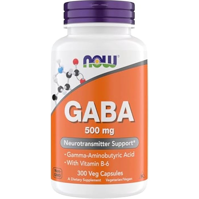 Now Supplements GABA 500 mg Capsules, Premium GABA Supplement for Stress Relief, Vegetarian, Vegan, and Kosher Friendly, Ideal for Balanced Brain Function*, 300 Capsules - Image 1