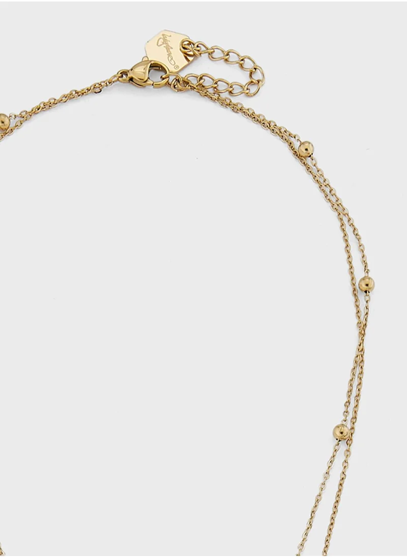 Lady Mauve CHARLOTTE MINI PEARL DOUBLE CHAIN Necklace