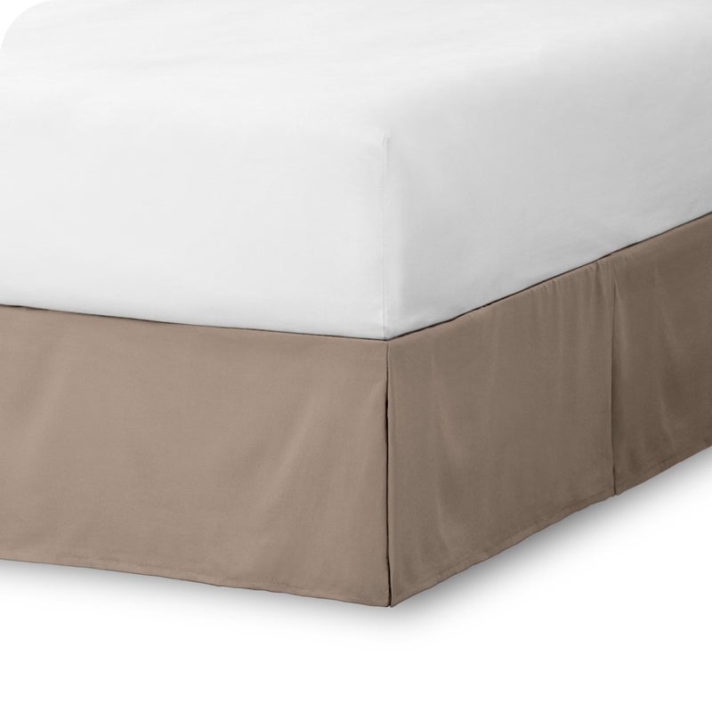 Bare Home King Bed Skirt  15Inch Tailored Drop Easy Fit  Bed Skirt for Beds  Center  Corner Pleats King Taupe