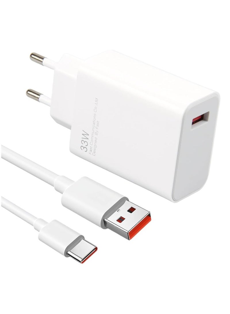 Fast Charger 33W Qc 4.0 Turbo Adapter Charger USB-C For Mi Xiaomi Devices