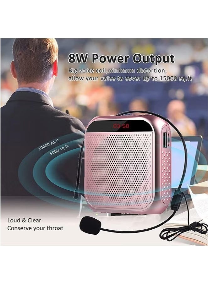 Voice Amplifier with Wired Microphone Headset, Portable Rechargeable PA System Speaker Personal Microphone Speech Amplifier, Loudspeaker for Teachers, Tour Guides, Coaches, Metting, Yoga, Fitness