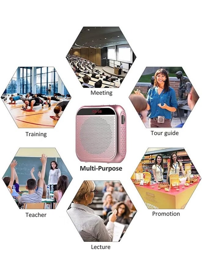 Voice Amplifier with Wired Microphone Headset, Portable Rechargeable PA System Speaker Personal Microphone Speech Amplifier, Loudspeaker for Teachers, Tour Guides, Coaches, Metting, Yoga, Fitness